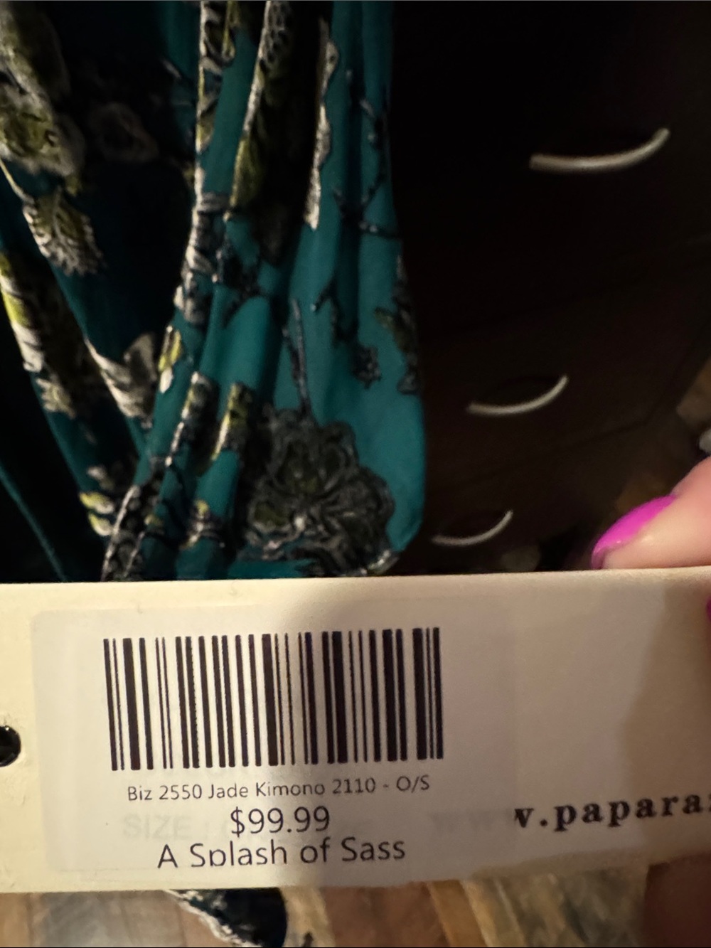 paparazzi Teal Floral Open-Front Kimono Jacket - Picture 2 of 7